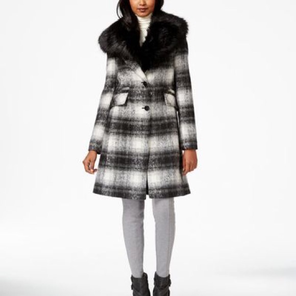 Laundry wool coat with faux fur removable collar - Picture 2 of 12